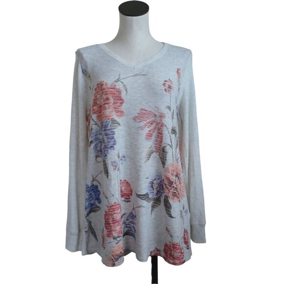 Soft Surroundings Pullover Floral Ribbed Knit Size Medium - Picture 1 of 16